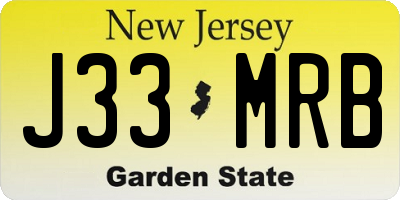 NJ license plate J33MRB