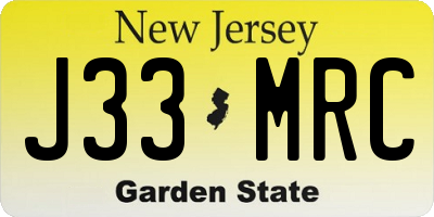 NJ license plate J33MRC