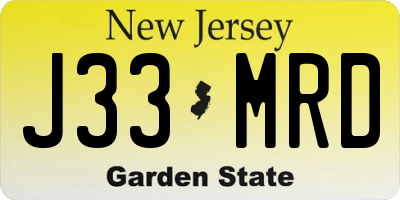 NJ license plate J33MRD