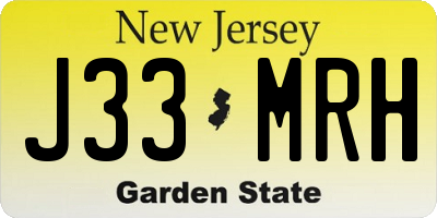 NJ license plate J33MRH