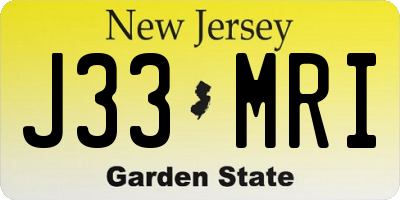 NJ license plate J33MRI