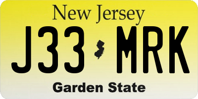 NJ license plate J33MRK