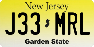 NJ license plate J33MRL