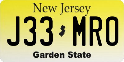 NJ license plate J33MRO