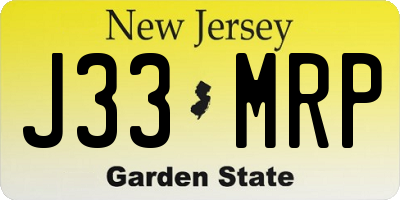 NJ license plate J33MRP
