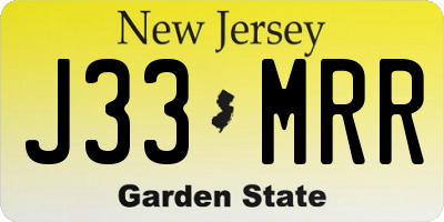 NJ license plate J33MRR