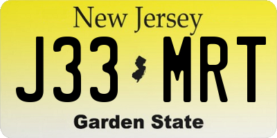 NJ license plate J33MRT
