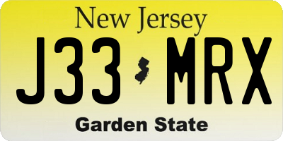 NJ license plate J33MRX