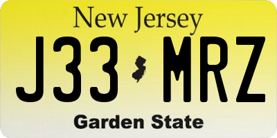 NJ license plate J33MRZ