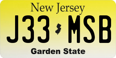 NJ license plate J33MSB