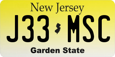 NJ license plate J33MSC