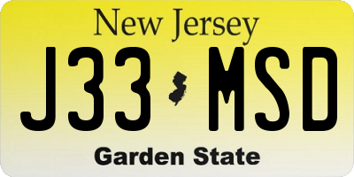 NJ license plate J33MSD