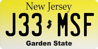 NJ license plate J33MSF