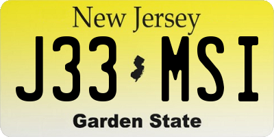 NJ license plate J33MSI