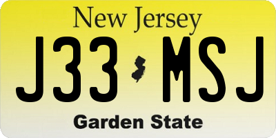 NJ license plate J33MSJ