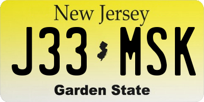 NJ license plate J33MSK
