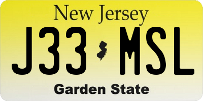 NJ license plate J33MSL