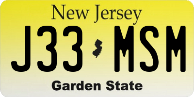 NJ license plate J33MSM