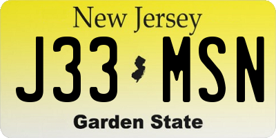 NJ license plate J33MSN
