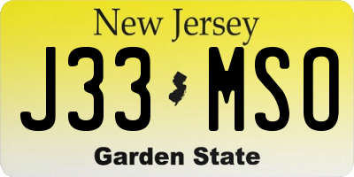 NJ license plate J33MSO