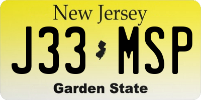 NJ license plate J33MSP
