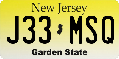 NJ license plate J33MSQ