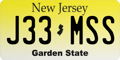 NJ license plate J33MSS