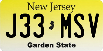 NJ license plate J33MSV
