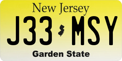 NJ license plate J33MSY
