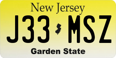 NJ license plate J33MSZ