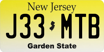 NJ license plate J33MTB
