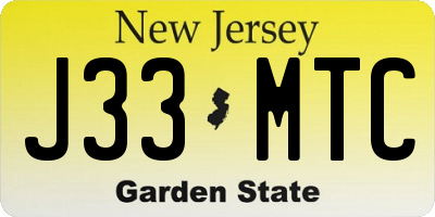 NJ license plate J33MTC