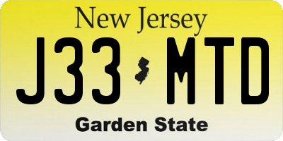 NJ license plate J33MTD