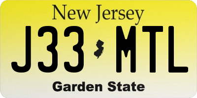 NJ license plate J33MTL