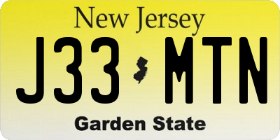 NJ license plate J33MTN