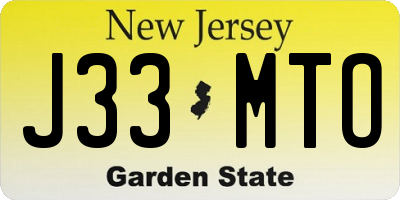 NJ license plate J33MTO