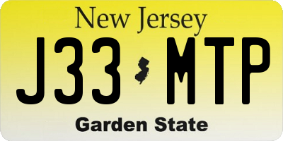 NJ license plate J33MTP