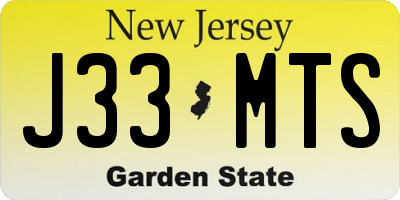 NJ license plate J33MTS