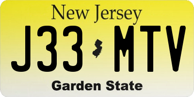 NJ license plate J33MTV