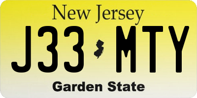 NJ license plate J33MTY