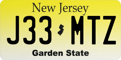 NJ license plate J33MTZ