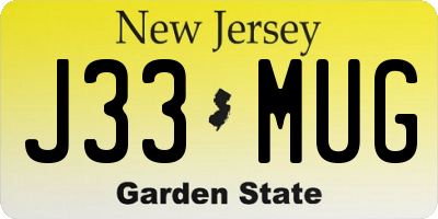 NJ license plate J33MUG
