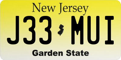 NJ license plate J33MUI