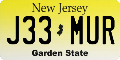 NJ license plate J33MUR