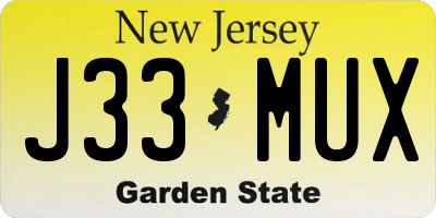 NJ license plate J33MUX
