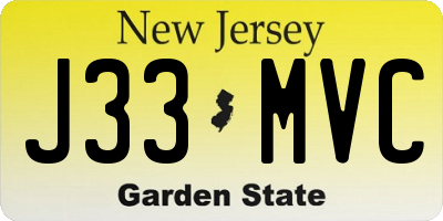 NJ license plate J33MVC