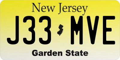 NJ license plate J33MVE