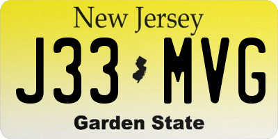 NJ license plate J33MVG
