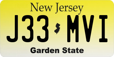 NJ license plate J33MVI
