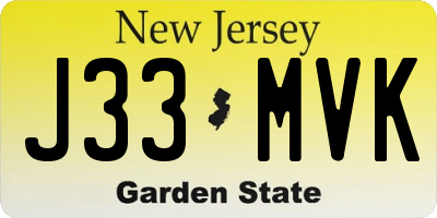NJ license plate J33MVK
